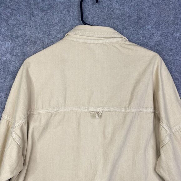 Miou Muse Snap Shirt Jacket Shacket S/M Oversize Cotton Workwear Beige - Picture 11 of 11